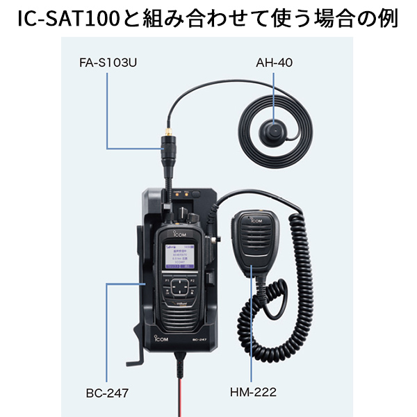 モービル運用・屋内運用向け外部アンテナ AH-40 接続イメージ アイコム ICOM